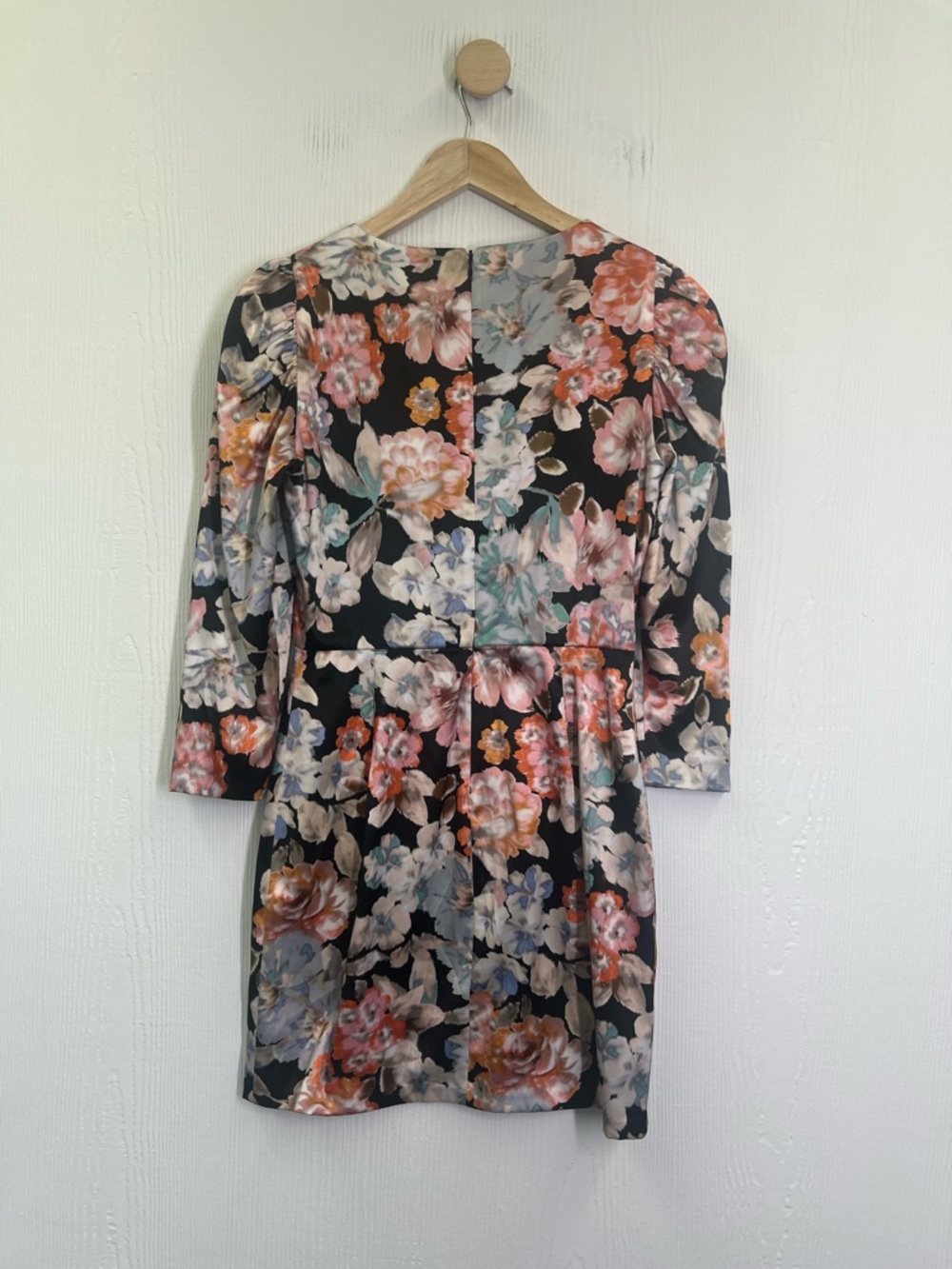 Zara - Colorful Floral Print Quarter Puff Long Sleeves Mini Dress Size Medium - Picture 9 of 10